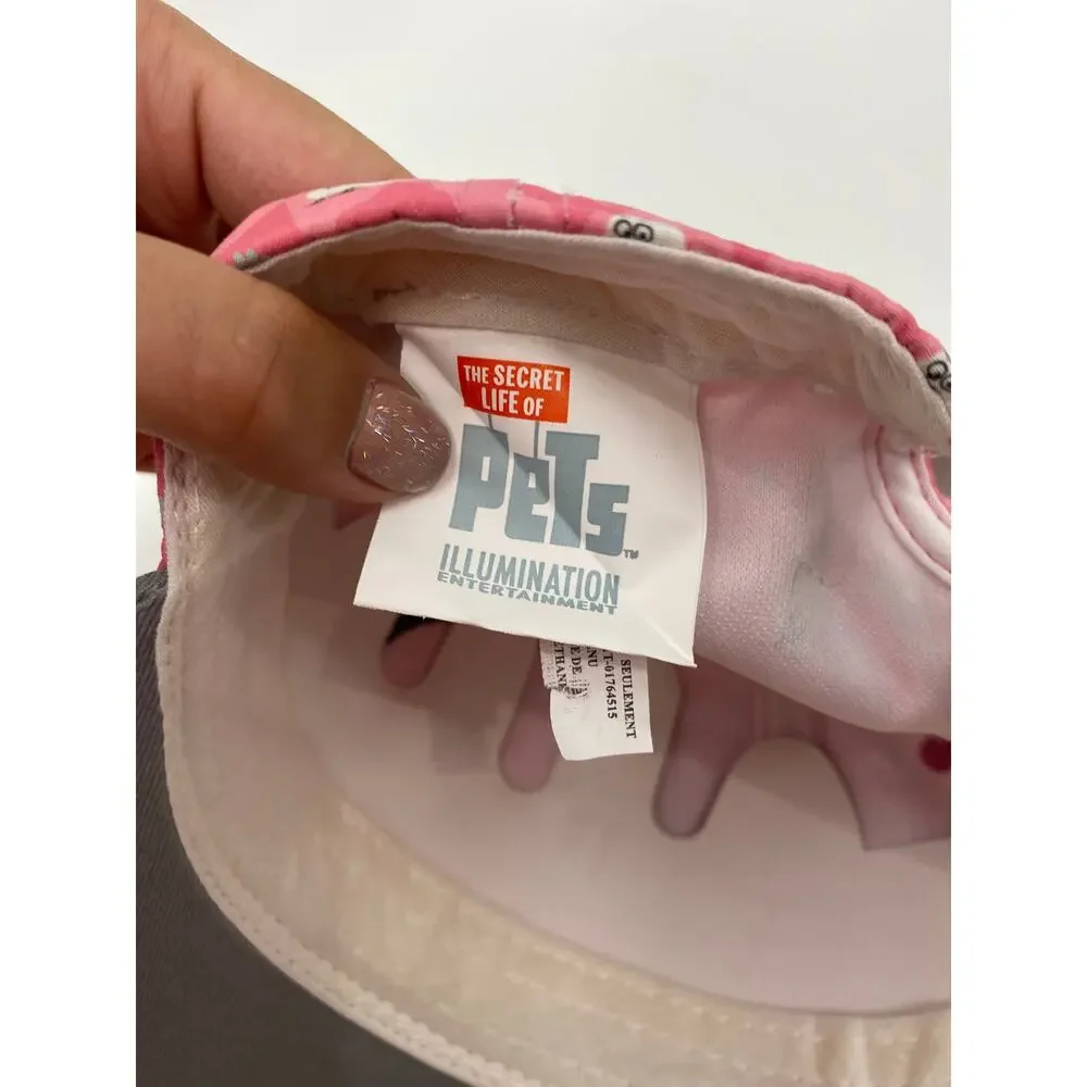 Secret Life Of Pets Girls Baseball Cap Snapback Hat Adjustable Pink Gray Kid NEW